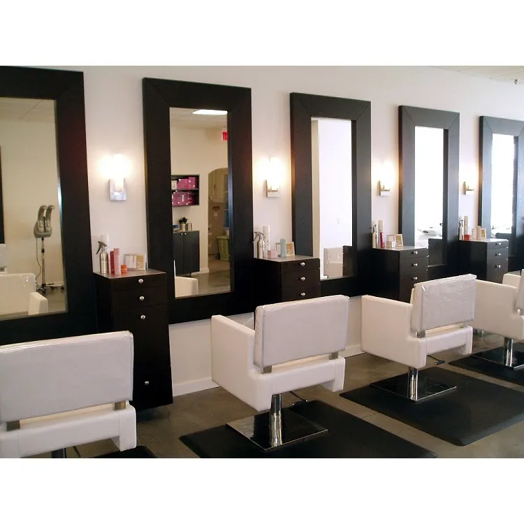Hoge kwaliteit salonspiegels Lichte dubbelzijdige salonspiegels Kapsalon spiegelstation Servicebureau te koop