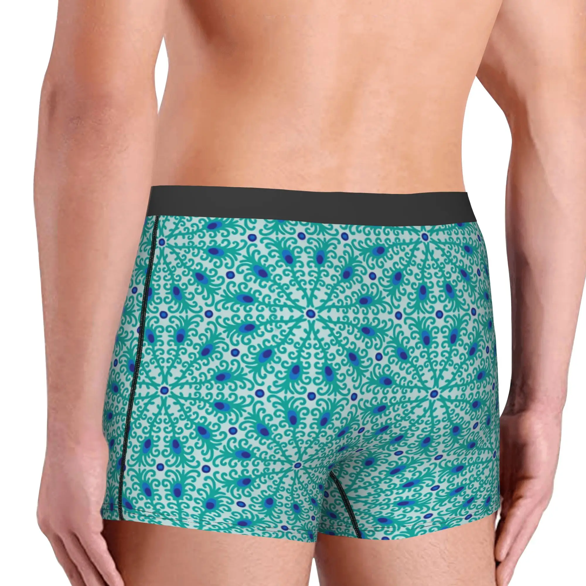 Peacock Feathers Seamless Pattern Boxers Shorts Mens  Briefs Underwear Cool Underpants