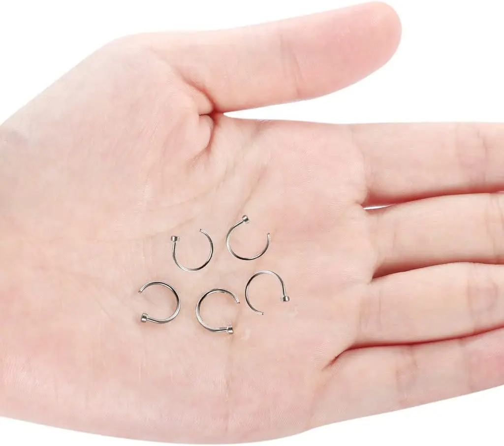 2025 Nuevo estilo falso anillo de la nariz de acero inoxidable sin perforación falso anillo de la nariz de las señoras de perforación falsa Joyería 1-5pcs