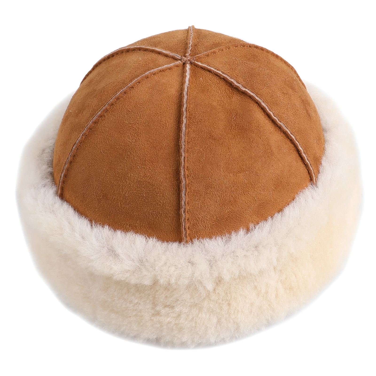 BOONJOVIA Unisex 100% Real Sheepskin Leather Shearling Wool Beanie Hat, Winter Fur Bucket Cap, Hand Sewn Luxury Classic