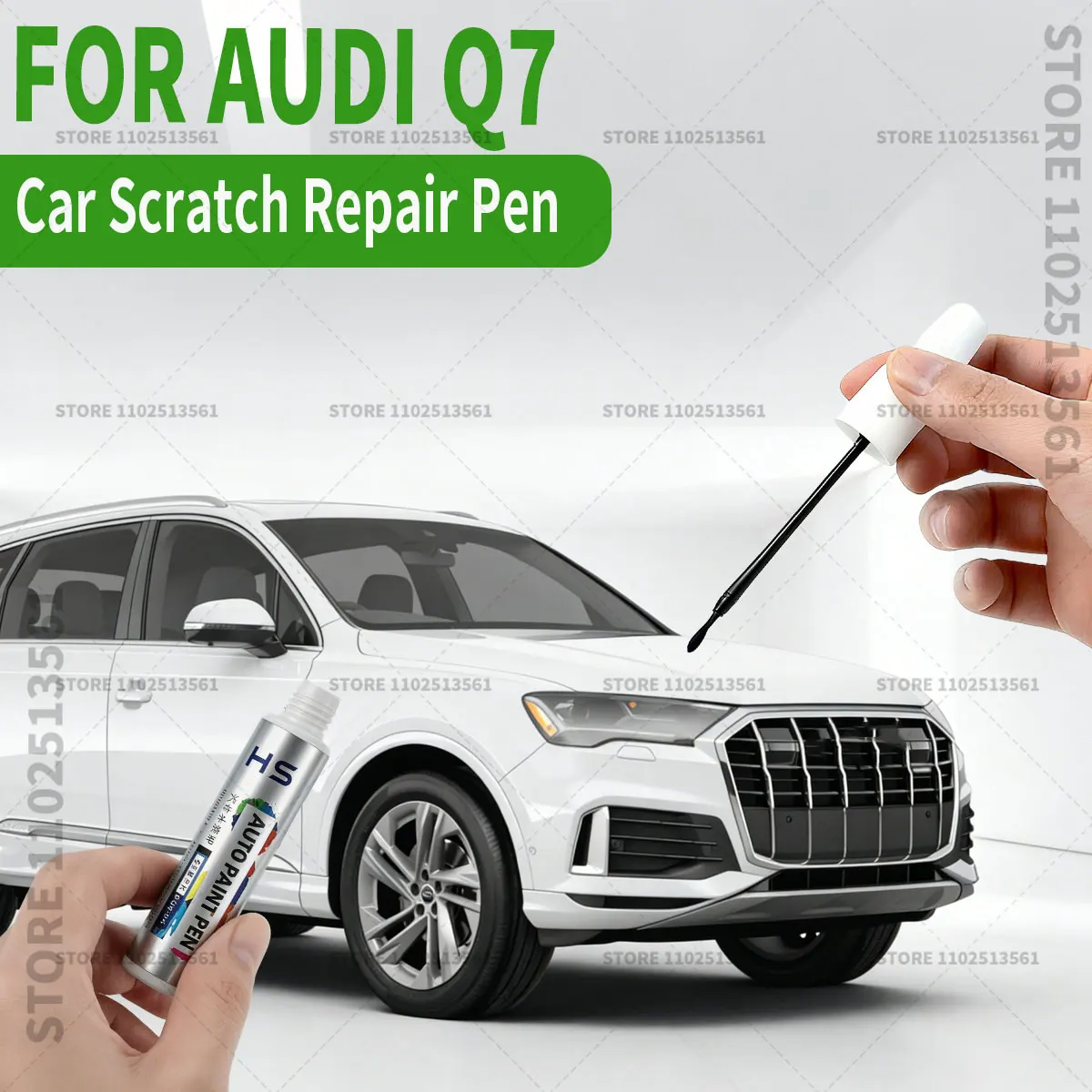 

Ручка-корректор для ремонта автомобильной краски Audi Q7, аксессуары для устранения царапин, белый LY9C, коричневый LZ8W, серый LZ7S, черный LY9T, серебристый Florettsilber