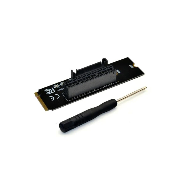 NGFF M.2 to PCI-E 4X Adapter Card M2 M Key to PCIe X4 Adapter with LED Indicator SATA Power Adapter Card for Bitcoin Mining