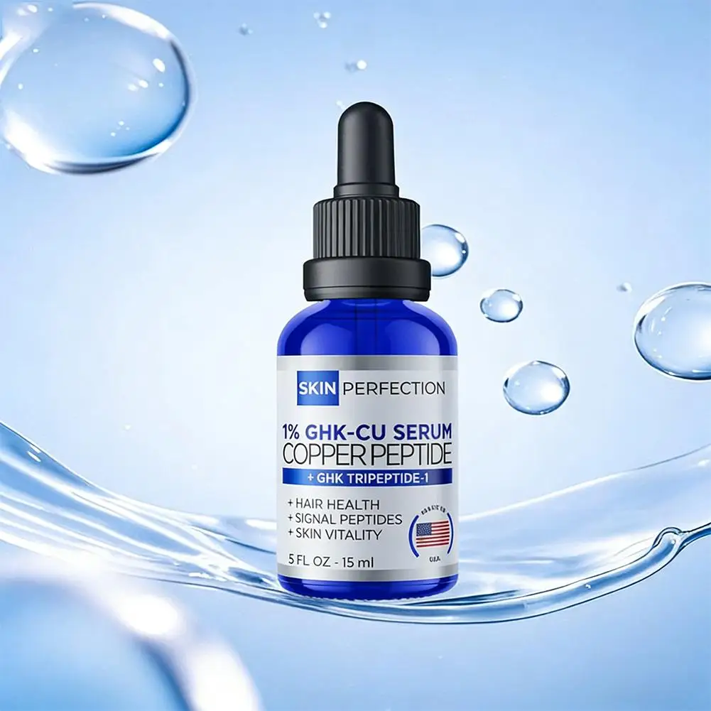 1% GHK Cu Copper Peptide Serum 15ml Natural Vegan Anti Aging Serum  Lightweight Non Sticky Great For Daily Skin And Scalp Care