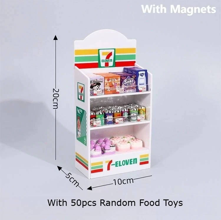 ثلاثية الأبعاد مغناطيس الثلاجة مصغرة رفوف الثلاجة الفريزر المغناطيسي الثلاجة ملصق مع ألعاب الطعام ديكور المنزل نماذج دمية