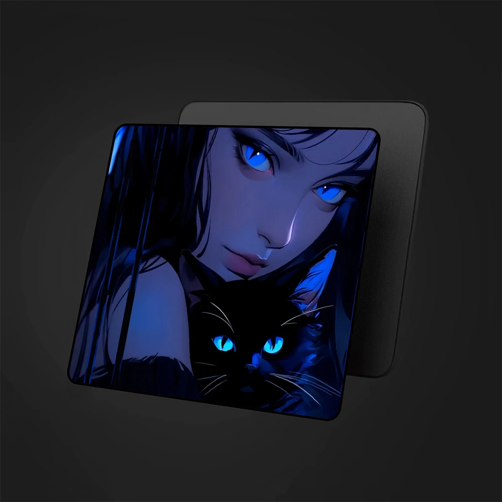 Cat Rubber Mouse Mat Anime Girls Locking Edge Laptop Mouse Pad 45*40cm E-Sports Gaming Mousepad Gamer Professional Keyboard Mat