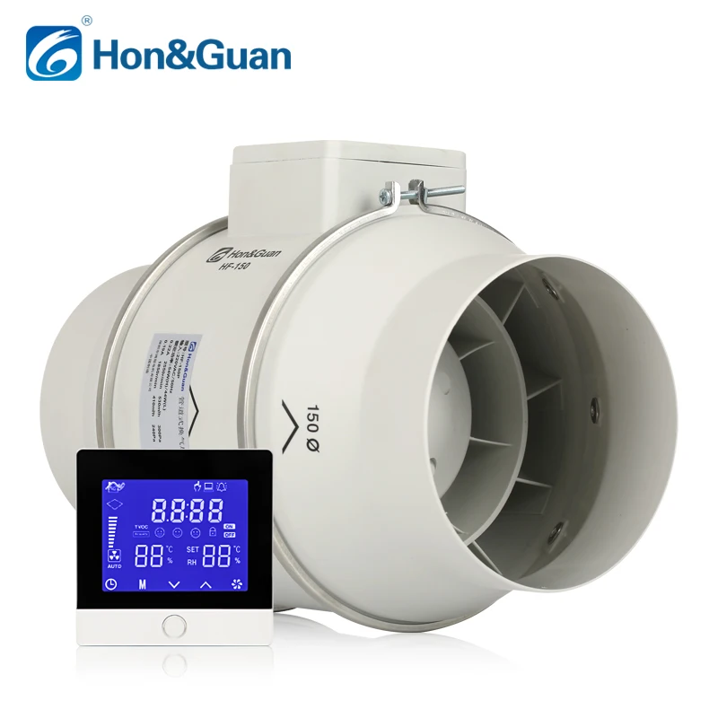 Smart Inline Duct Fan 200mm Smart Detection Wired Control Customizable Axial Flow Ventilation Fan for Construction Farm Bearing