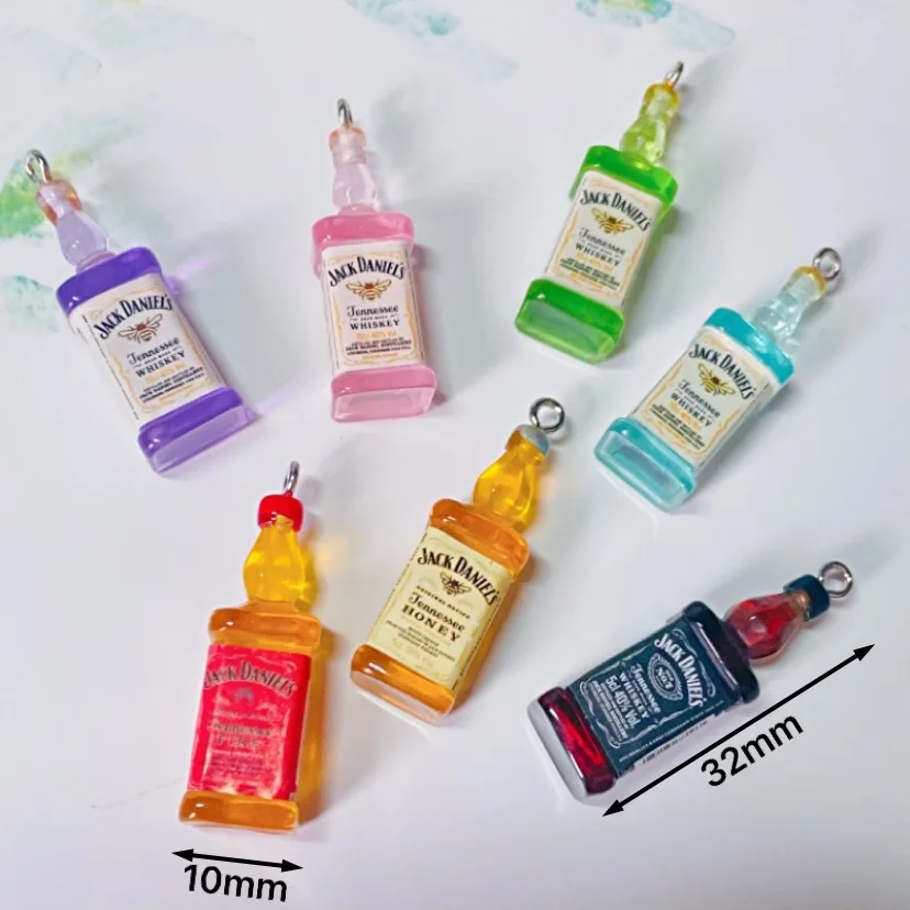 10pcs Alcohol Resin Drink Wine Bottle Cans Pendant Charms Women\'s Earrings Jewelry Accessory Necklace DIY Findings Keychain