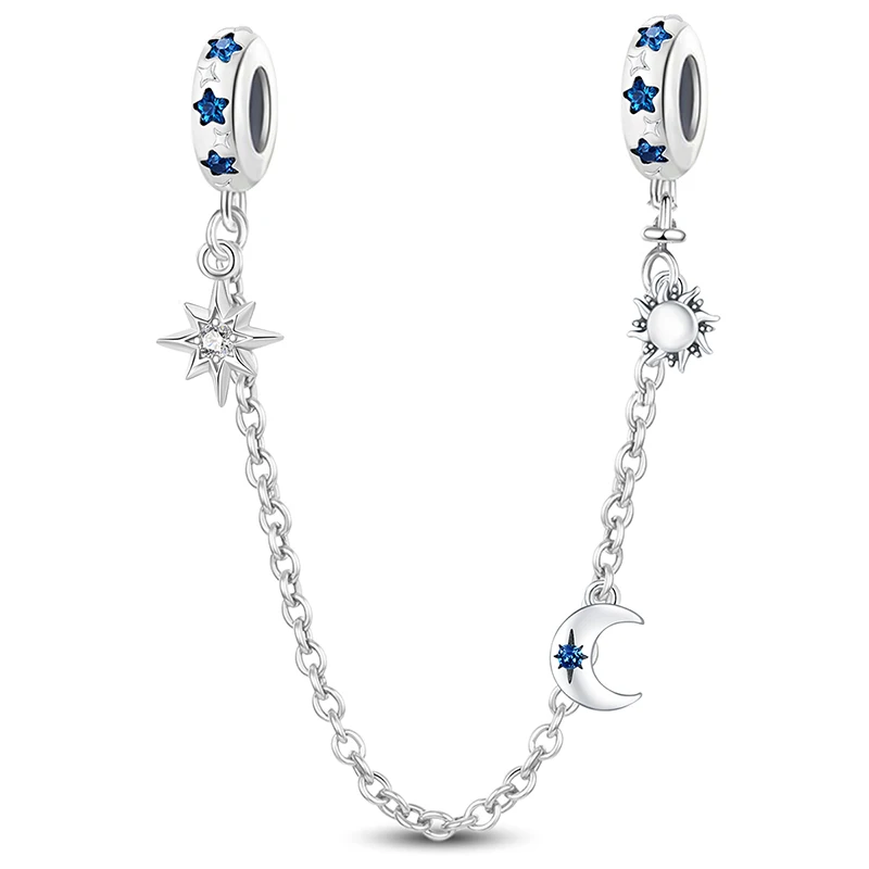 925 Sterling Silver Love Heart Four Leaf Clover Butterfly Safety Chain Fit Bracelet Charms Beads For Women DIY Jewelry