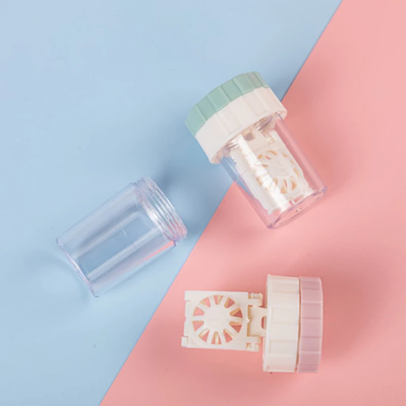 Strumenti portatili per la pulizia delle lenti a contatto Scatola pulita per lenti a contatto colorate Contenitore in plastica Portaoggetti Accessori per occhiali