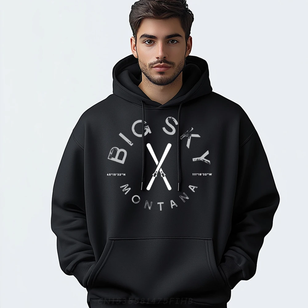 

Big Sky Montana Ski Mens Special Design Hoodies Round Collar Printed Normal Long Sleeve Sweatshirt Casual Style