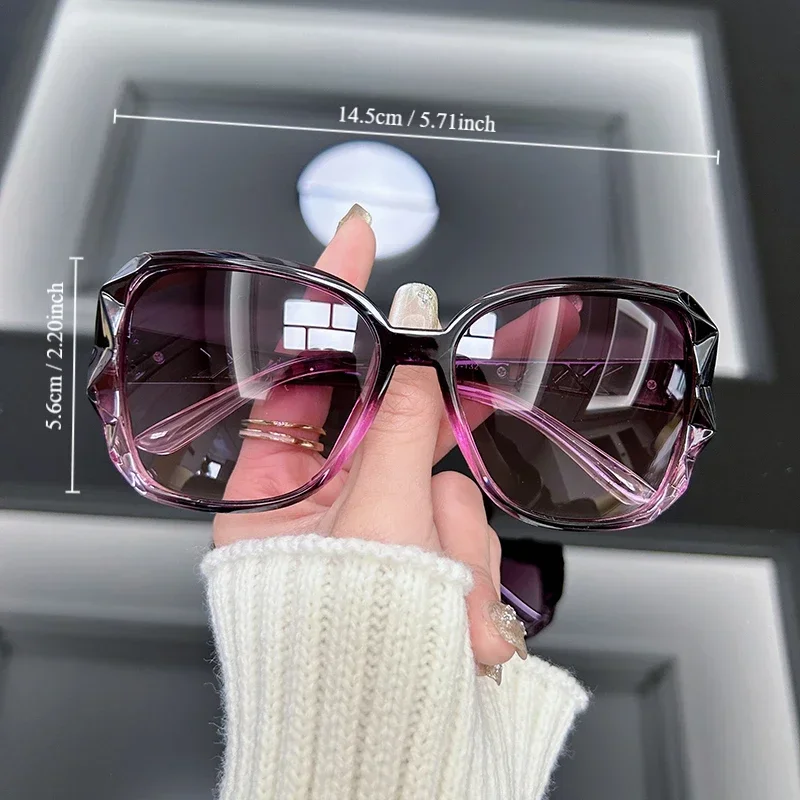 Vintage Oversized Sunglasses Women Brand Big Frame Retro Sun Glasses Female Fashion Shades Black Gradient Glasses - view 5