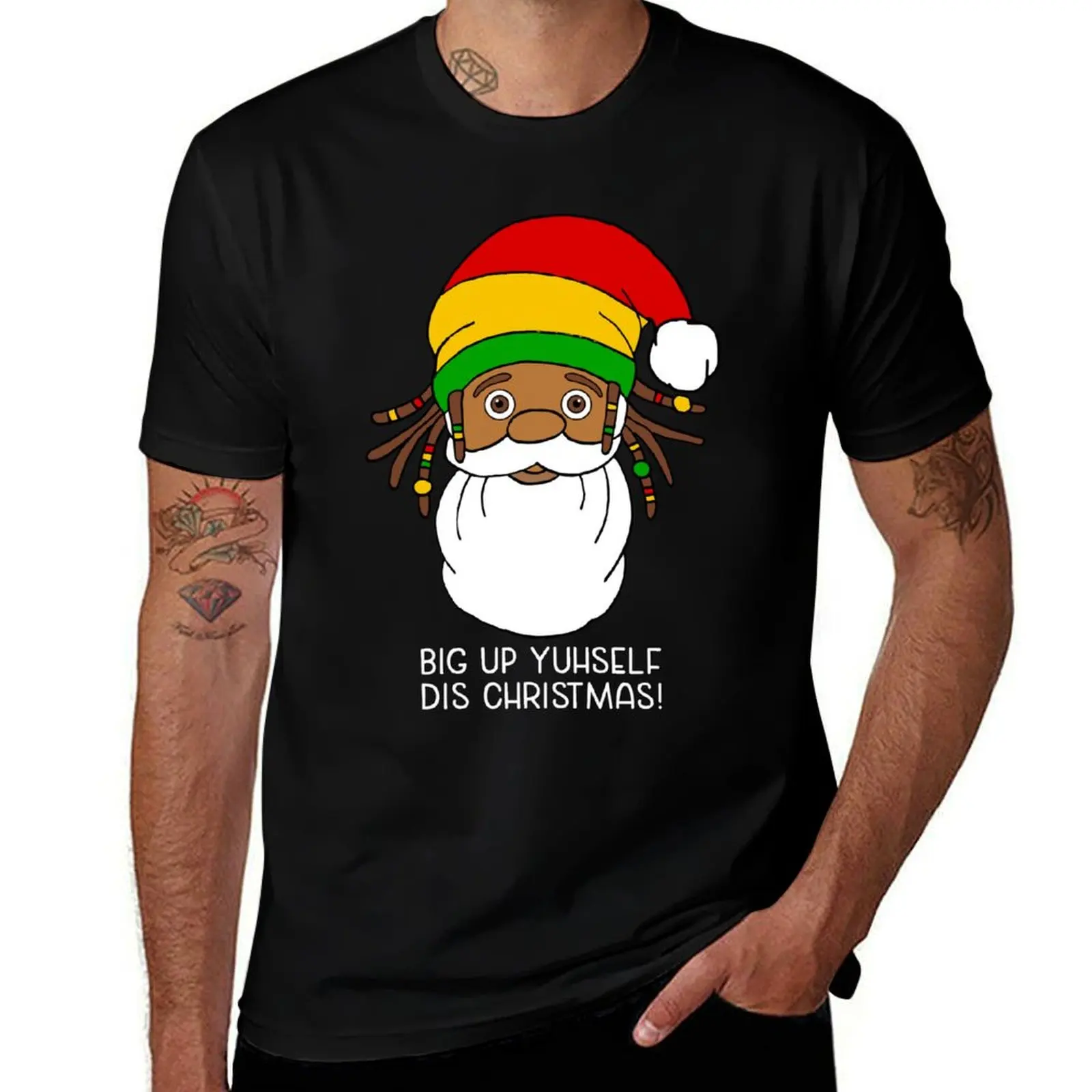 

Rasta Santa Claus Christmas Jamaican Patois T-Shirt summer 2025 customizeds heavyweights mens t shirts