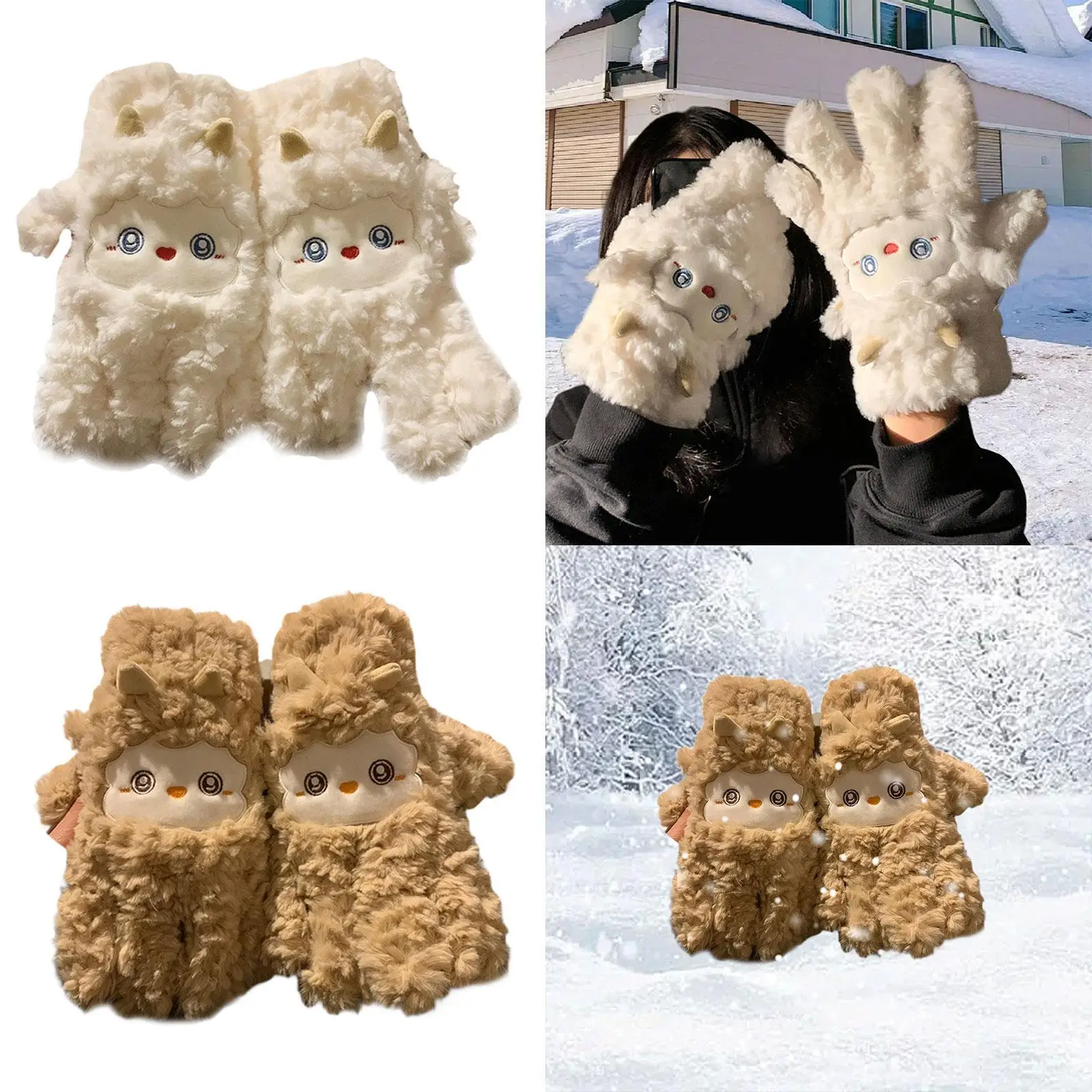 Guanti invernali da donna per ragazze Guanti morbidi e spessi Guanti da bicicletta comodi per lo sci all'aperto Viaggiare Camminare Festa a tema