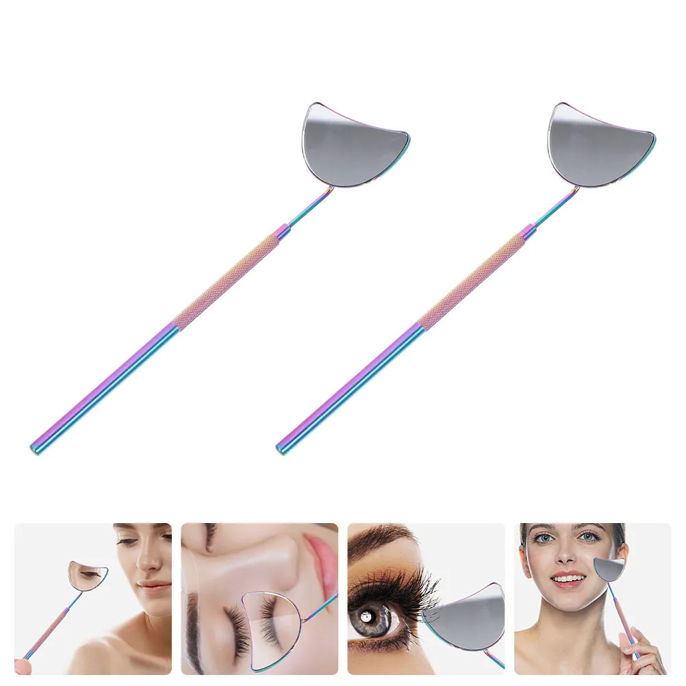 

2Pcs Salon Eyelash Mirror Compact Stainless Steel Makeup Magnifier for Eyelash Inspection Professional Use Beauty Salon Tool