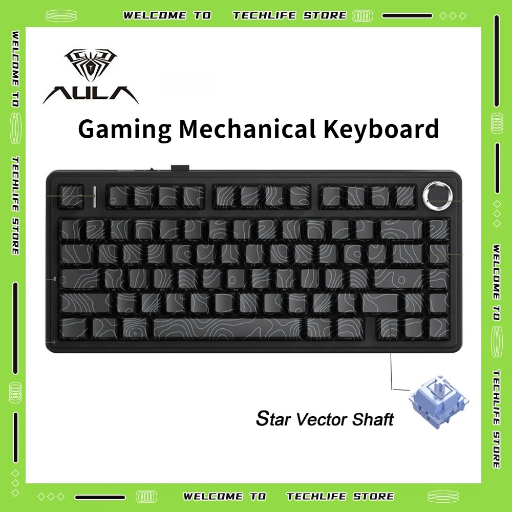 

Игровая механическая клавиатура AULA F75, 80-клавишная, 2,4 ГГц, с возможностью горячей замены, PBT-клавиатура RGB, беспроводная клавиатура, компьютерная периферия, офисный подарок