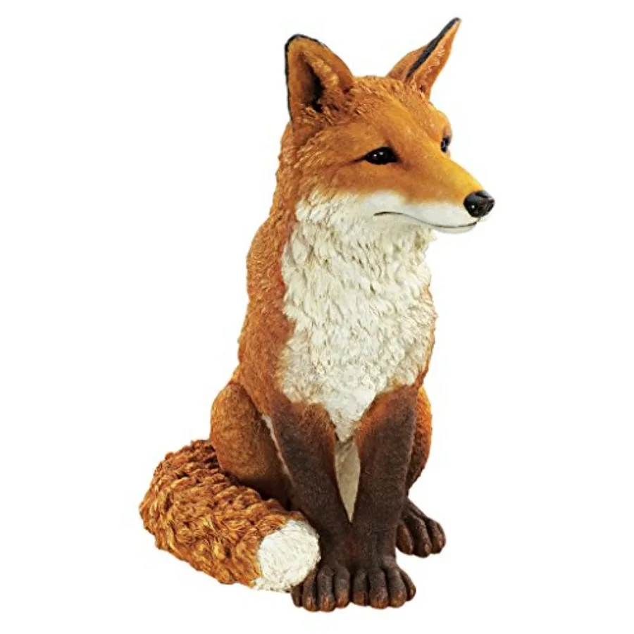 

Садовая статуя лисы Woodland Fox для улицы и дома, для патио, бассейна или газона, высота 18 дюймов, из литой каменной смолы, красно-оранжевая краска