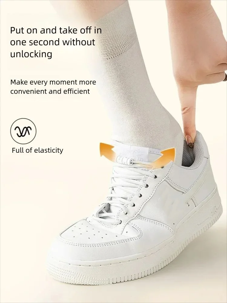 カラフルなメタルロックスニーカー、伸縮性のある靴紐、結ばないスポーツシューズの靴紐、カプセルロック、伸縮性のあるゴム製靴紐で簡単に履けます