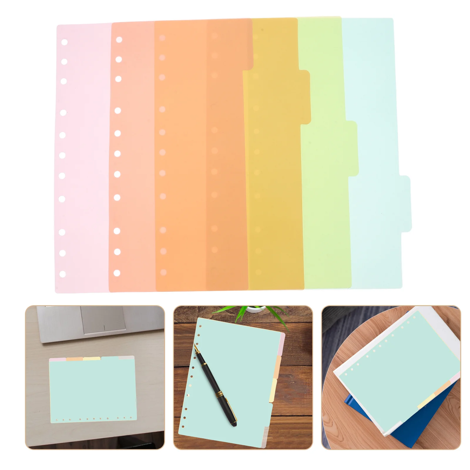

5Pcs Plastic Index Dividers B5 11-Hole Colored Page Markers for Binder Loose-Leaf Paper Organizer File Classification Divider