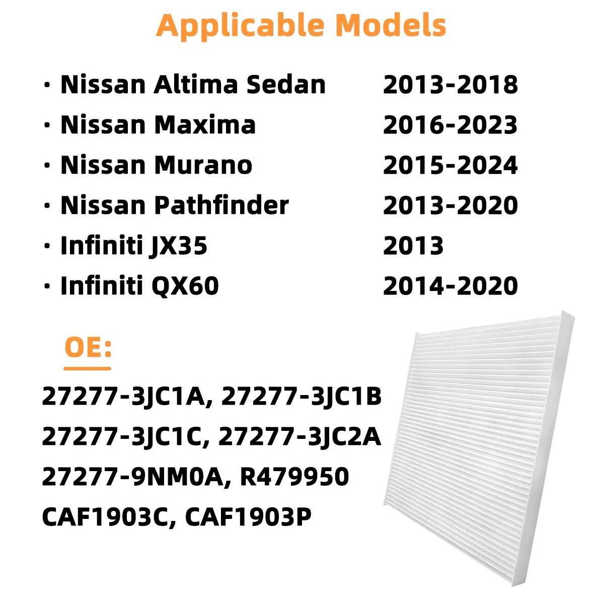 Innenraumluftfilter CF11776 Ersatz passend für Nissan Altima Maxima Murano Pathfinder Infiniti JX35, 27277-3JC1A, 27277-9NM0A – Detail 6