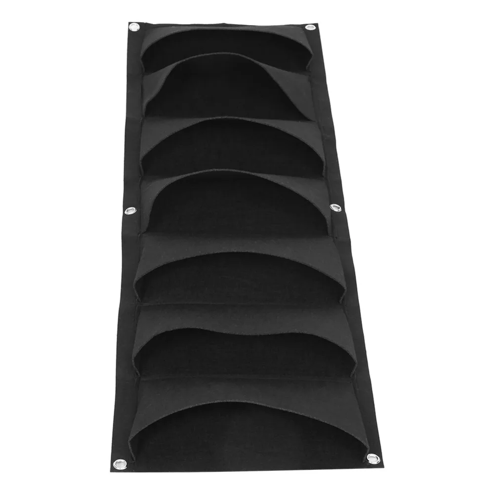 2PCS Durable 7 Pockets Plant Grow Bag 100*30cm Felt Plant Bag Reusable Easy Installation Wall Hanging Plant Bag Indoor Gardening