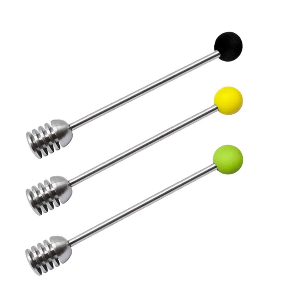 

Stainless Steel Spoon Syrup Stick Dippers Round Bead Pot Jar Container Light Green Stirrer Syrup Stir Sticks Honey