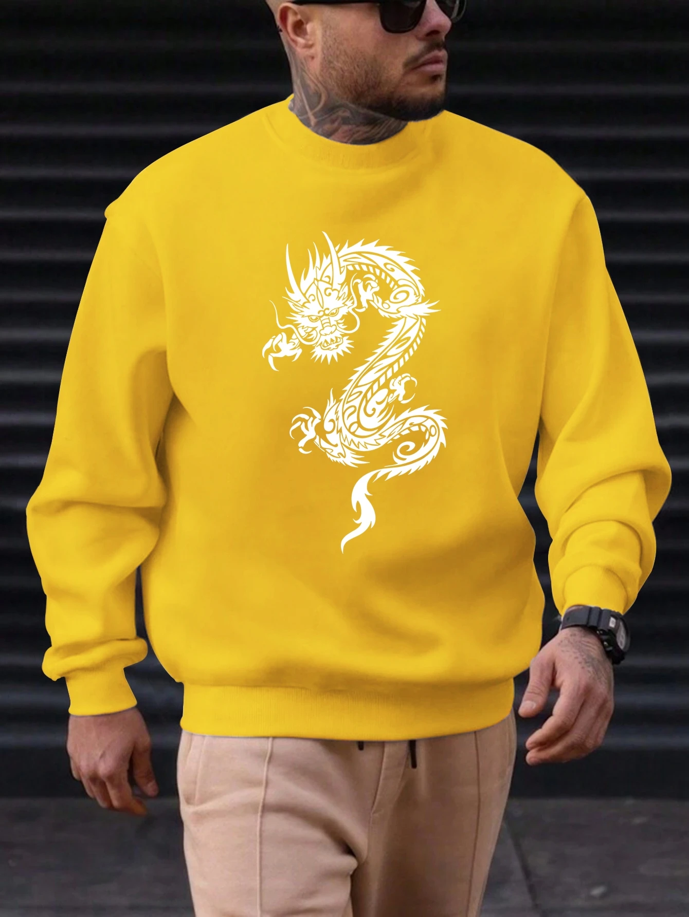 2025 الرجال طاقم الرقبة البلوز التنين الصيني الفن طباعة أنيقة العصرية النمط الثقافي عالية الجودة مريحة رداء يومي غير رسمي #5