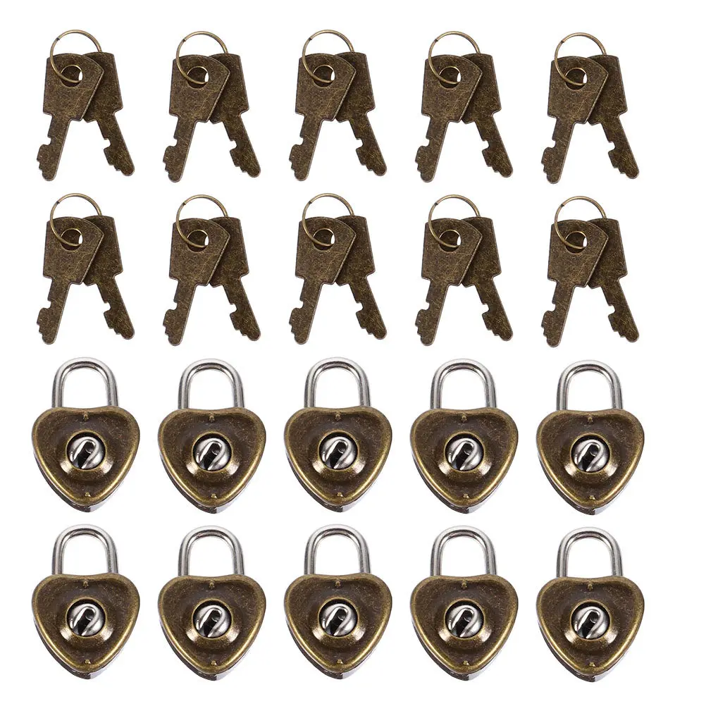 25Pcs Heart Shaped Padlock Zinc Alloy Retro Couple Love Lock Mini Lock with Key for Diary Book Wallet Ornament Hanging Luggage