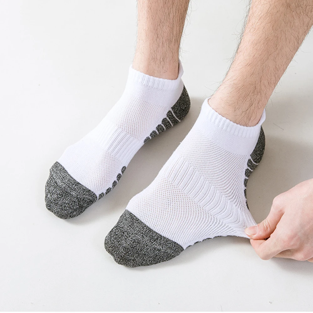 5 Pairs High Quality Men Ankle Socks Breathable Cotton Badminton Running Sports Socks Mesh Casual Athletic Cut Short Sokken