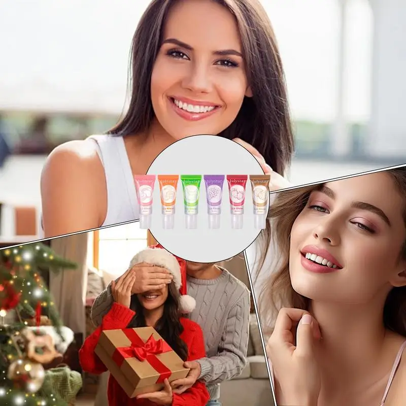 Brillo de aceite labial sabor a fruta hidrata los labios regordetes tinte bálsamo labial maquillaje bálsamo labial 6X bálsamo labial maquillaje diario labio hidratación profunda