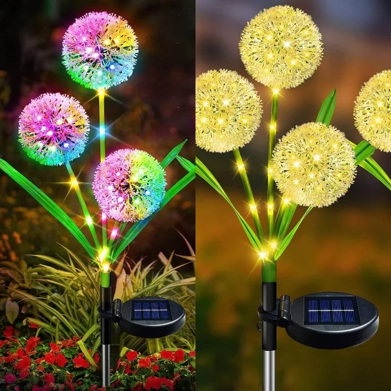 LED Solar Light-Emitting Dandelion Light String, Luz de gramado, Sunflower Solar LED Lights, Outdoor Decorative Light String, O mais recente