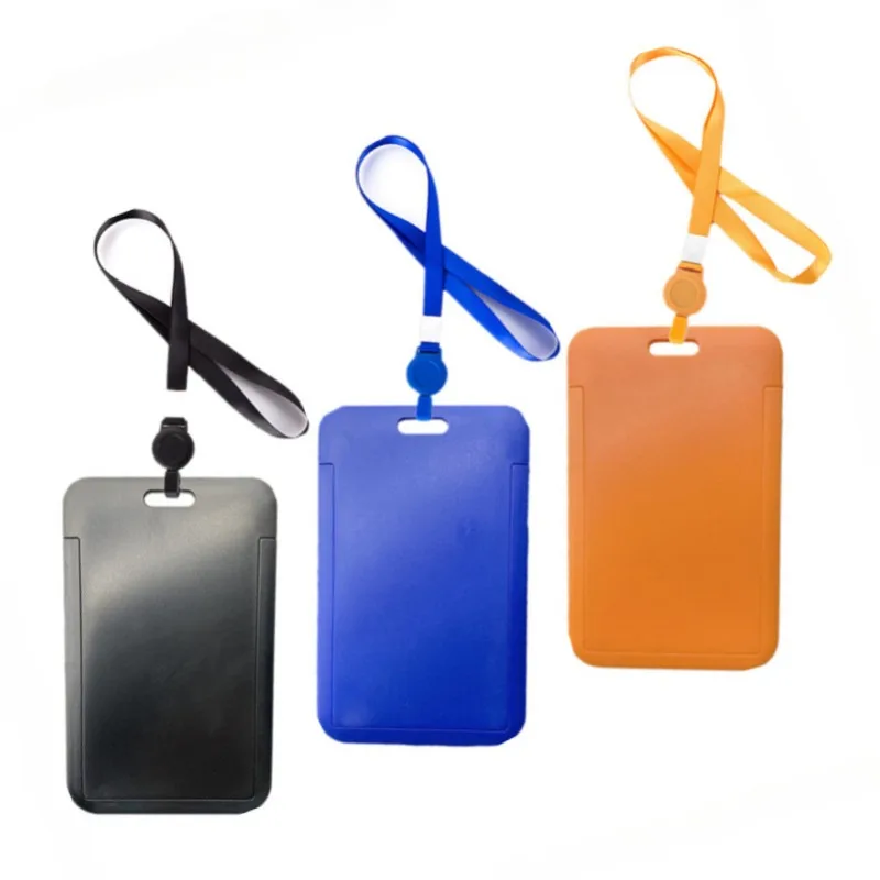 

1Set Working Permit Case Sleeve Lanyard Set for Staff Workers Vertical Type ID Tag Bus Pass Work Card Badge Holder Cover Sleeve