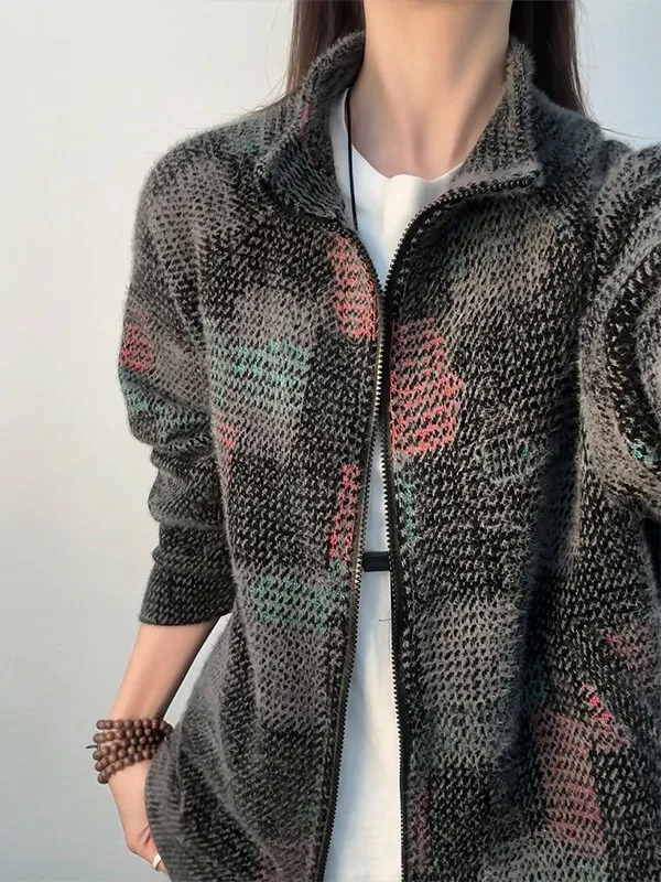 

Мужской зимний кардиган Cleanfit в клетку без капюшона, с воротником-стойкой, модный брендовый свитшот, повседневный свободный крой для пар