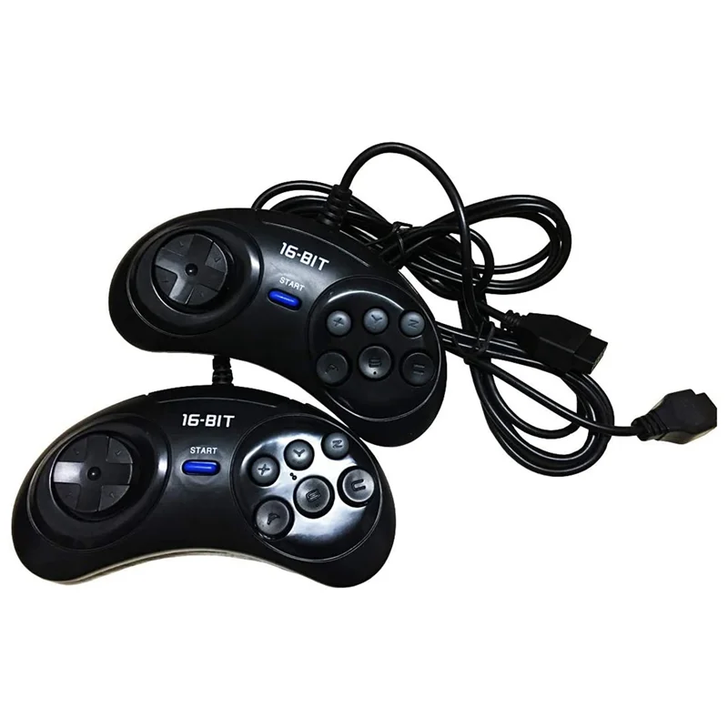 News 4 Pcs Game Controller For SEGA Genesis For 16 Bit Handle Controller 6 Button Gamepad For SEGA MD Game Accessories Black