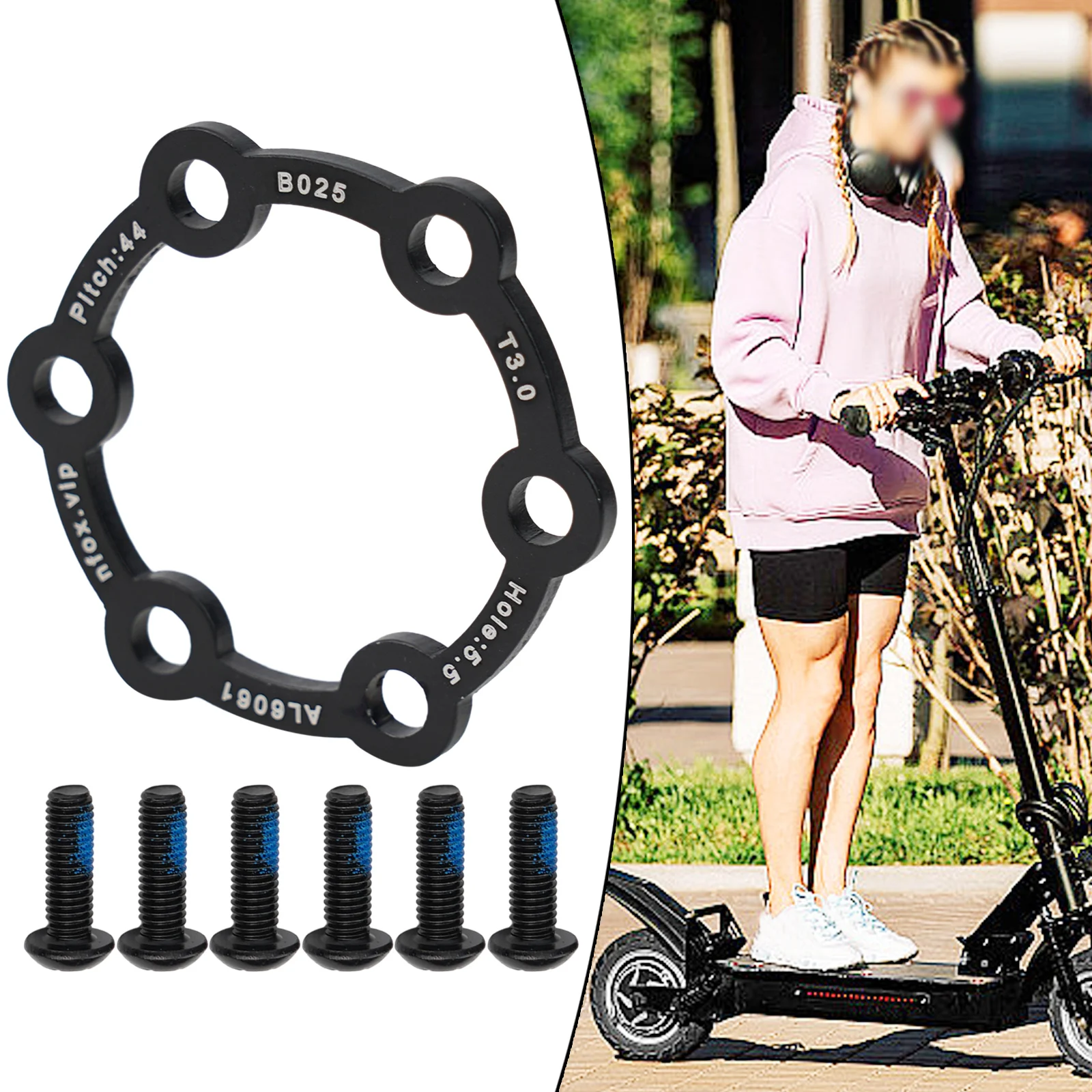 

1pc Hub Brake Disc Gasket Electric Scooter Brake Disc Bicycle Disc 6hole Hub Heightening Pad With Screw Mountain Bike Disc Brake