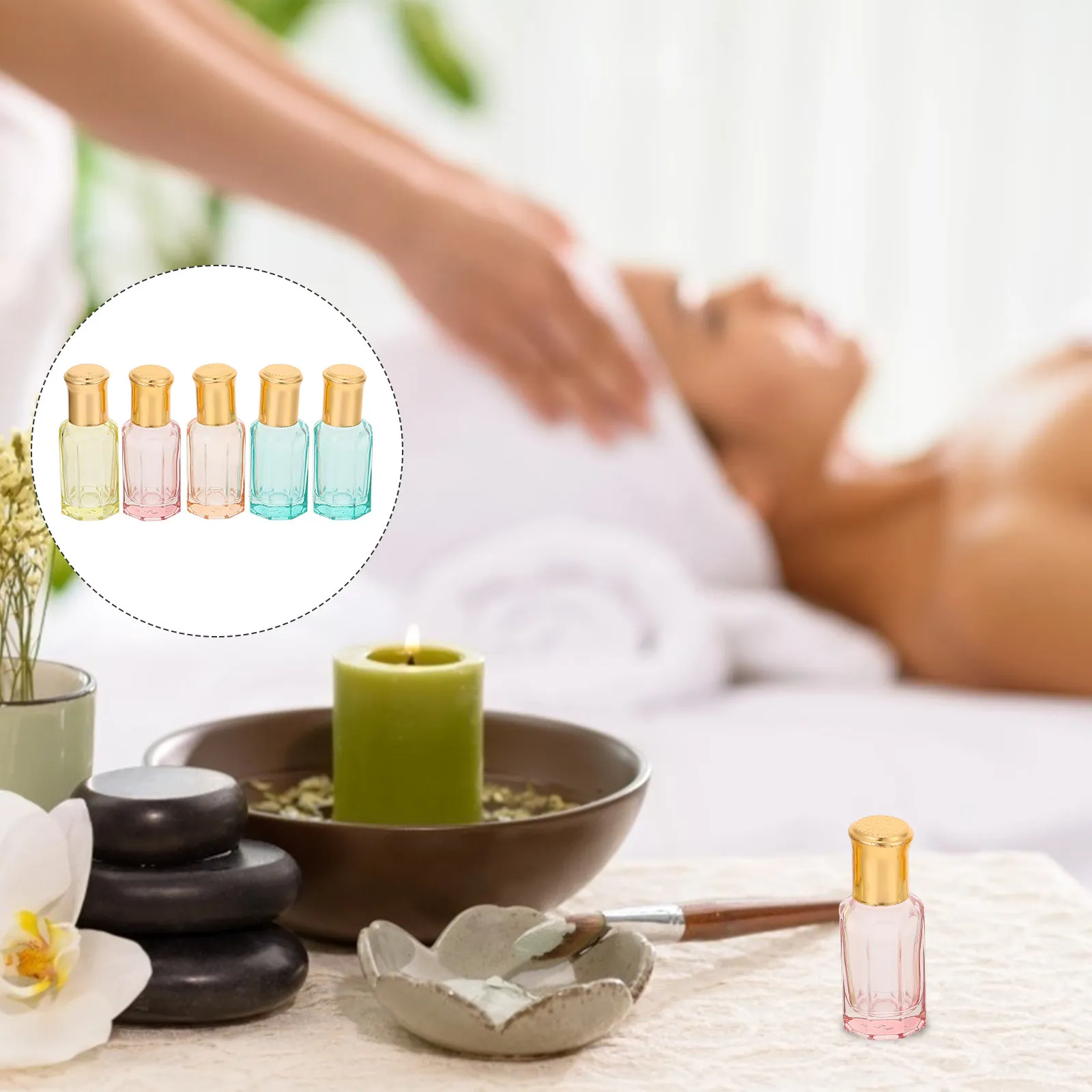 

5Pcs Vintage Style Refillable Glass Roller Bottles 9Ml Essential Oil Containers Leak Proof Aromatherapy Dispenser Travel