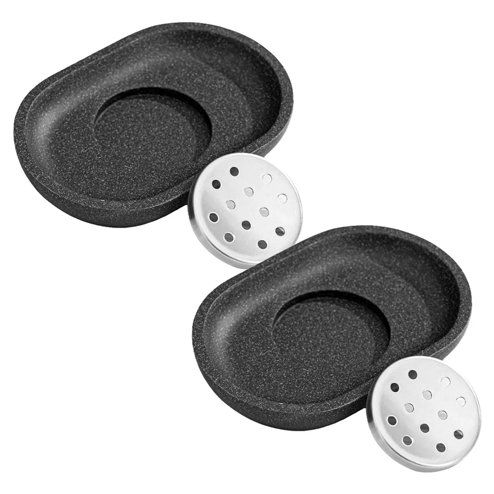 

2pcs Stainless Steel Resin Soap Tray Drying Rack Holder Container For Bathroom Kitchen Sink Bar Dish Shower Decor