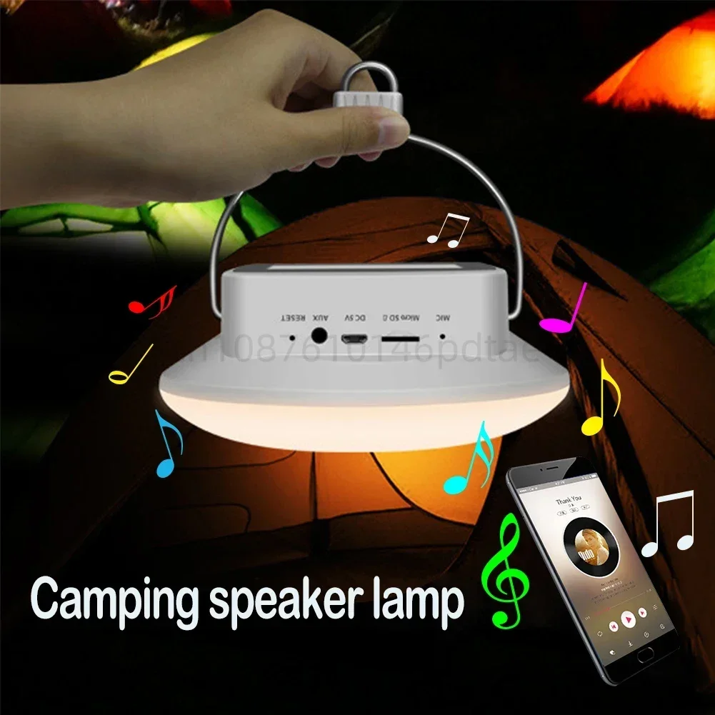 LED Rechargeable Camping Lantern Strong Light Flashlight With Speaker Portable Lamp Outdoor Waterproof Hanging Lamp Tent Lamp