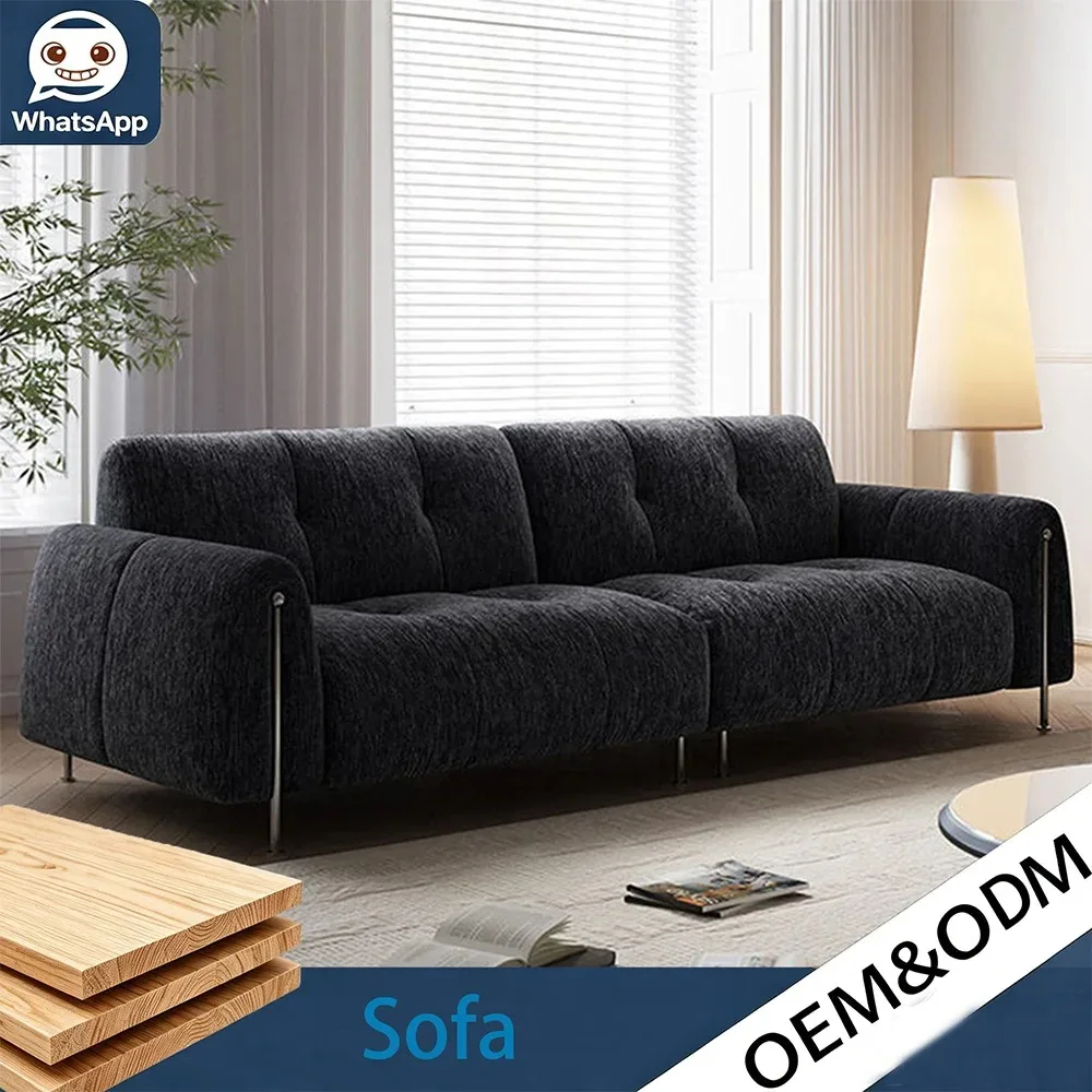 Popular Modern Sofa Combination Soft Fabric Surface Wood Frame Sofa with Wear Resistant Stainless Steel Feet for Residence