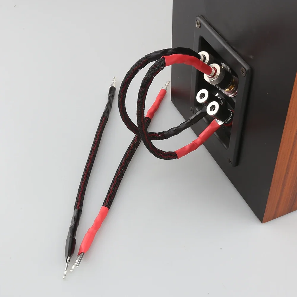 4 Uds 6AG Audio Hifi Cable de puente Chapado en plata Banana a Y pala Banana altavoz de alta fidelidad puente cable de altavoz cables de puente biwire