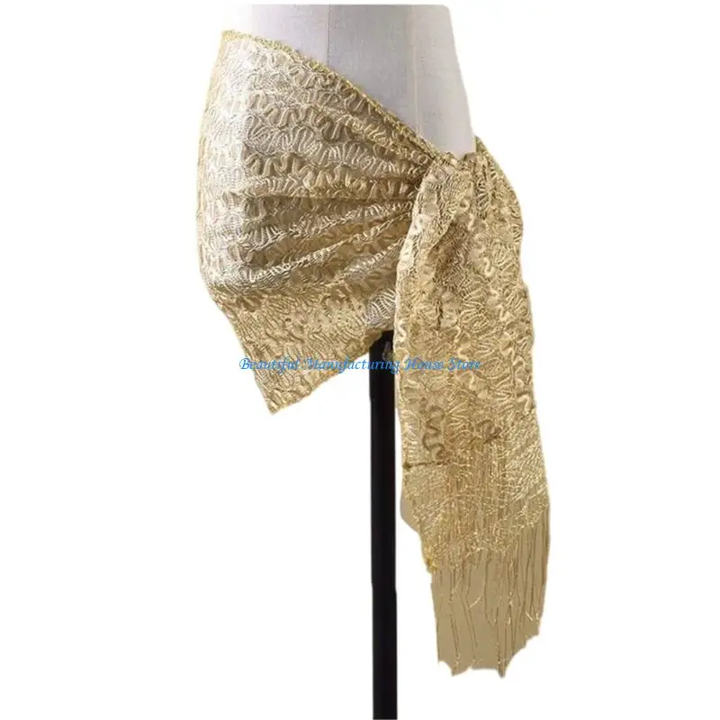 E56A Fringed Soft Exotic Neck Wrap Soft Lace Scarf Neck Guard Woman Shawl Neck Gaiter for Women Girl Thick Lace Scarf