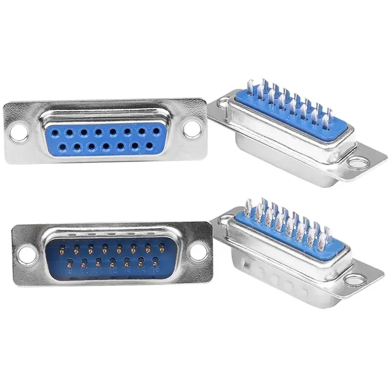 DB15 Conector soldado Kit de caja de placa adaptadora de terminal RS232 de 15 pines 10 macho 10 hembra