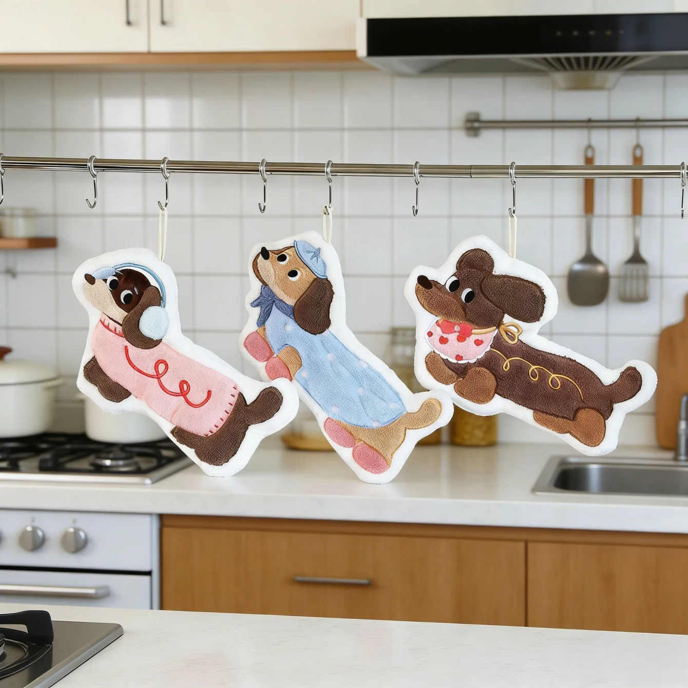 Toalha de Mão em Forma de Cachorro de Desenho Animado. Super Absorvente e de Secagem Rápida, Adequado para Limpar as Mãos em Banheiros e Cozinhas
