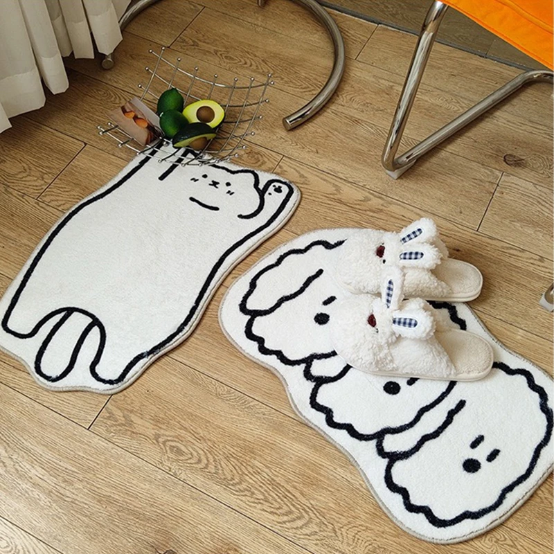 Kawaii Cat Rugs Soft Bedside Carpet Ins Bedroom Decoration Fluffy Living Room Floor Mat Non-slip Thickened Carpets Bathroom mats