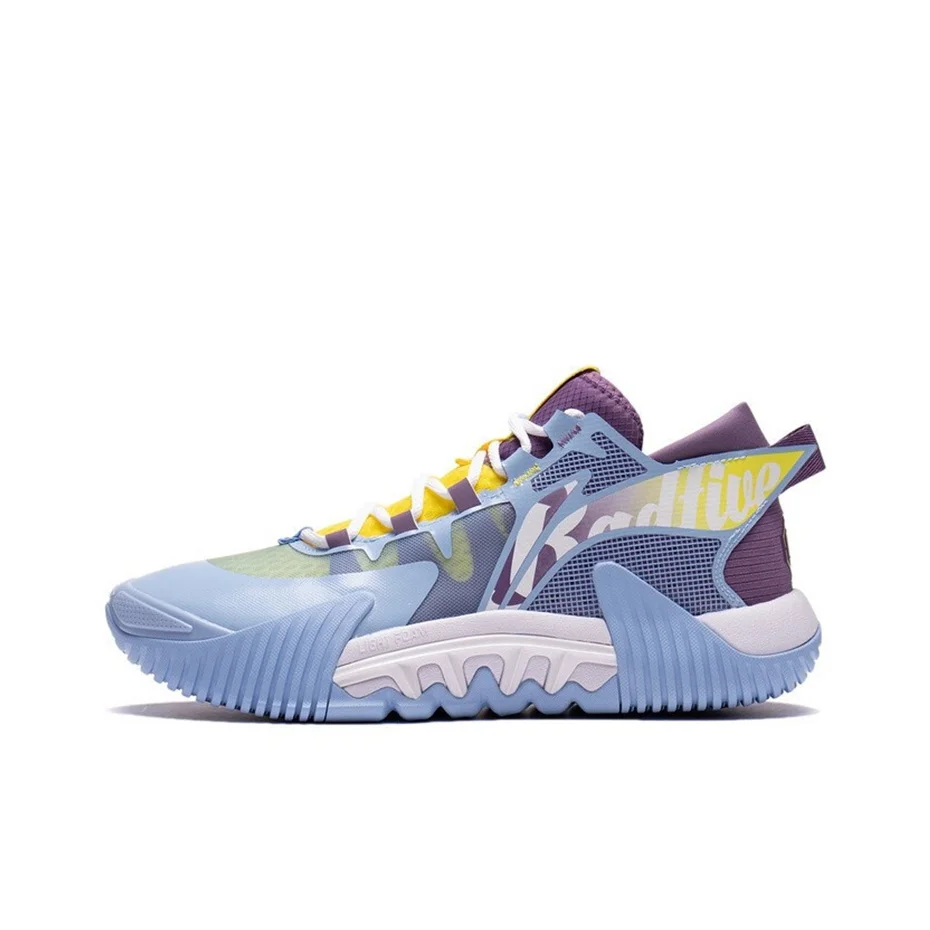Li Ning Badfive 2 Low Rebound Cushioning Slip Resistant Abrasion Resistant Low top Basketball Shoes Men's Blue Purple ABFS003-2