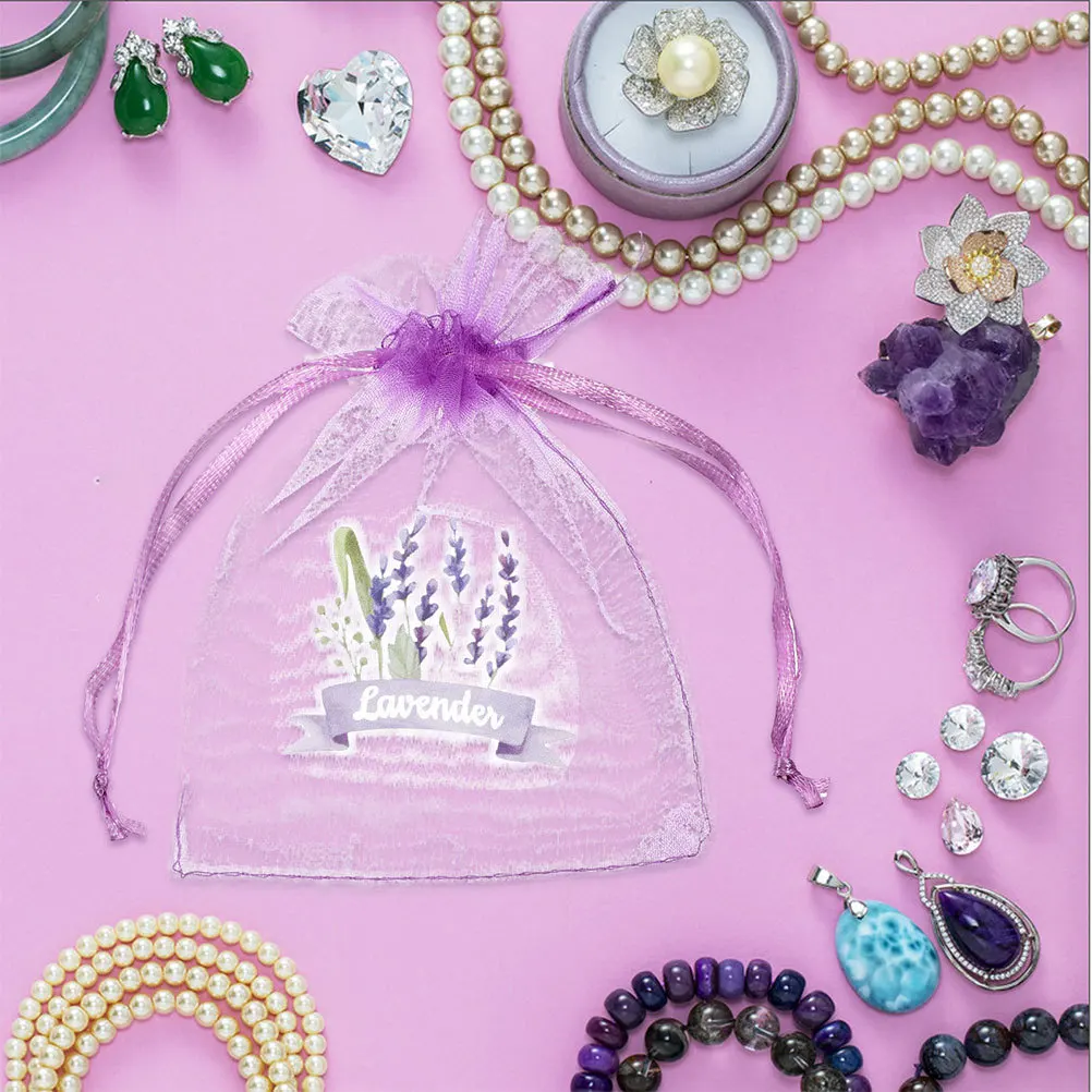 

20Pcs Small Mesh Sachet Bags Lavender Empty Pouches Drawstring Gauze for Closet Fresheners Aromatic Herb Storage Purple Bag