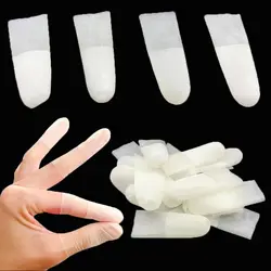 100PCS Latex Disposable Finger Cover Dustless Transparent Frosting Fingertips Protector Gloves Non-slip Nail Art Tool