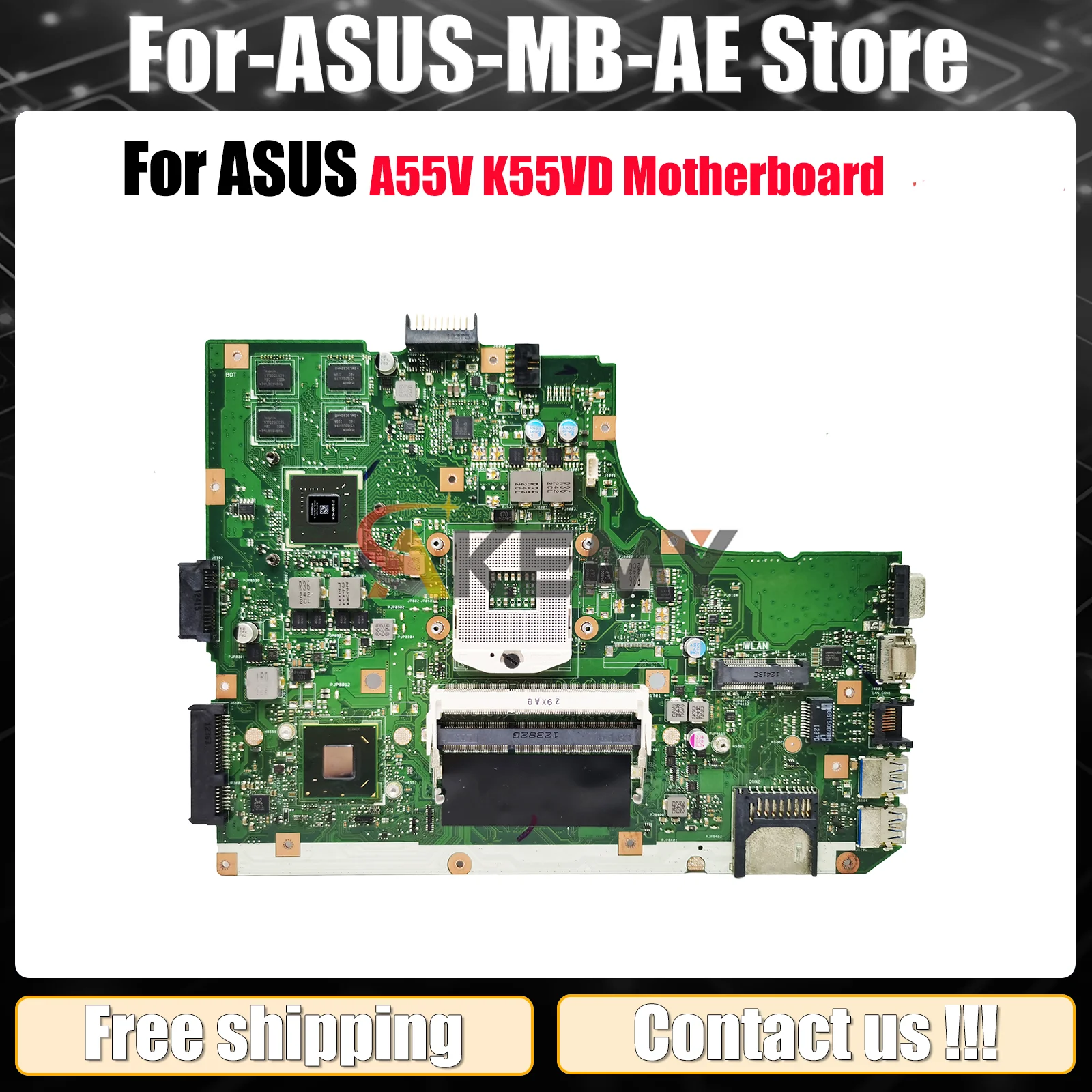 

K55VD Laptop Motherboard For ASUS K55VD K55VM K55VJ K55V Notebook Mainboard This item is in stock 100% tests OK fast shipping