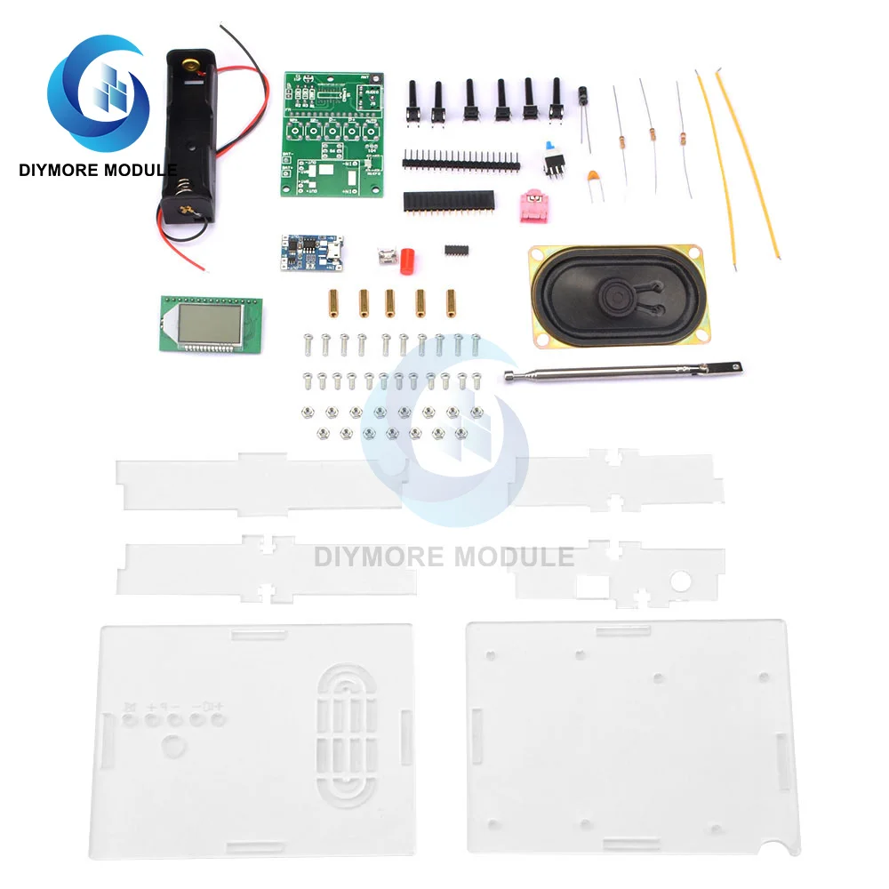 FM Radio Kit DIY Soldering Project Adjustable Wireless Receiver LCD Display FM Digital Radio Module DIY Kits For Leaning