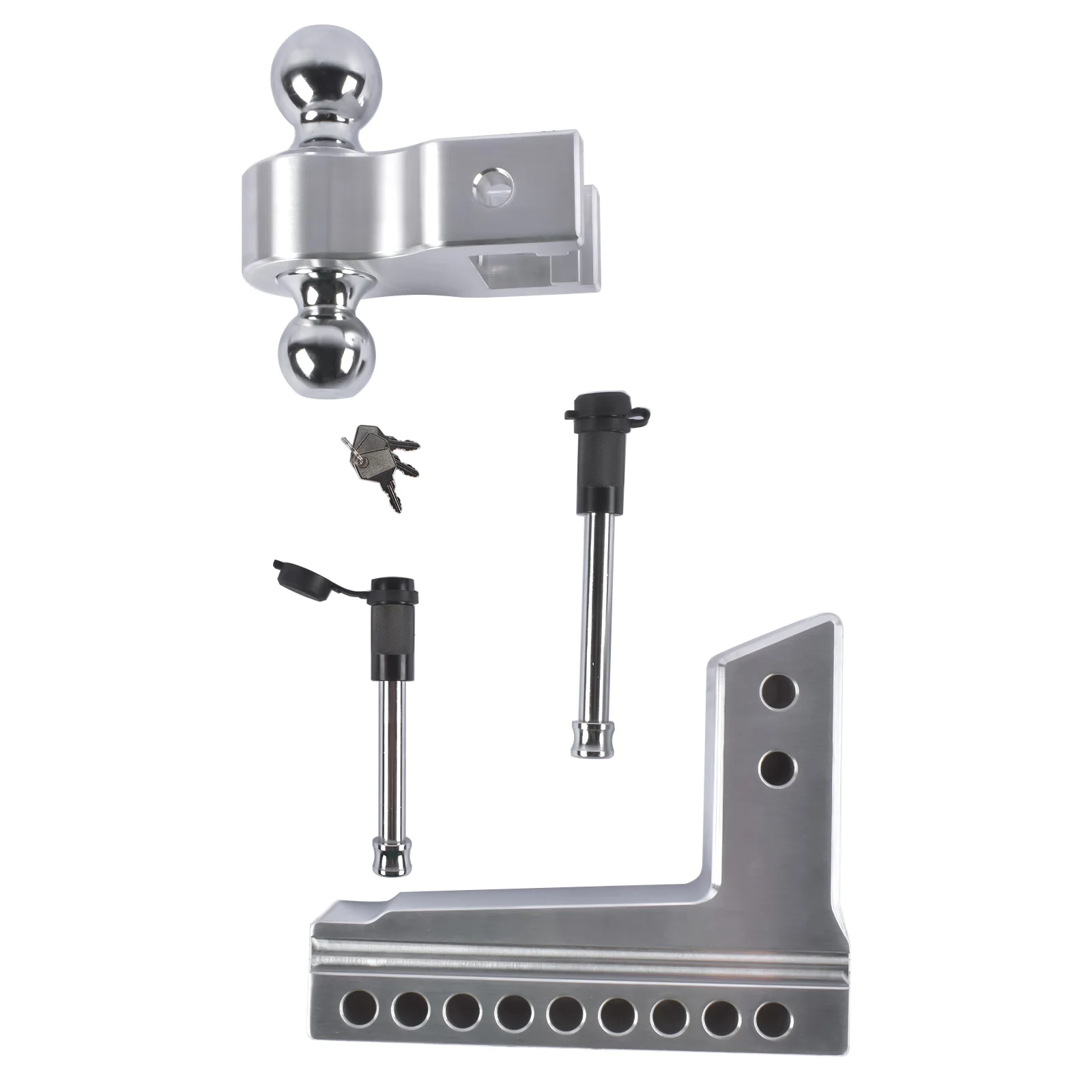 

AP03 Adjustable Trailer Hitch Ball Mount Fits 2.5-Inch Receiver 8-Inch Drop/Rise 18500LBS w/ 2 latches Locks