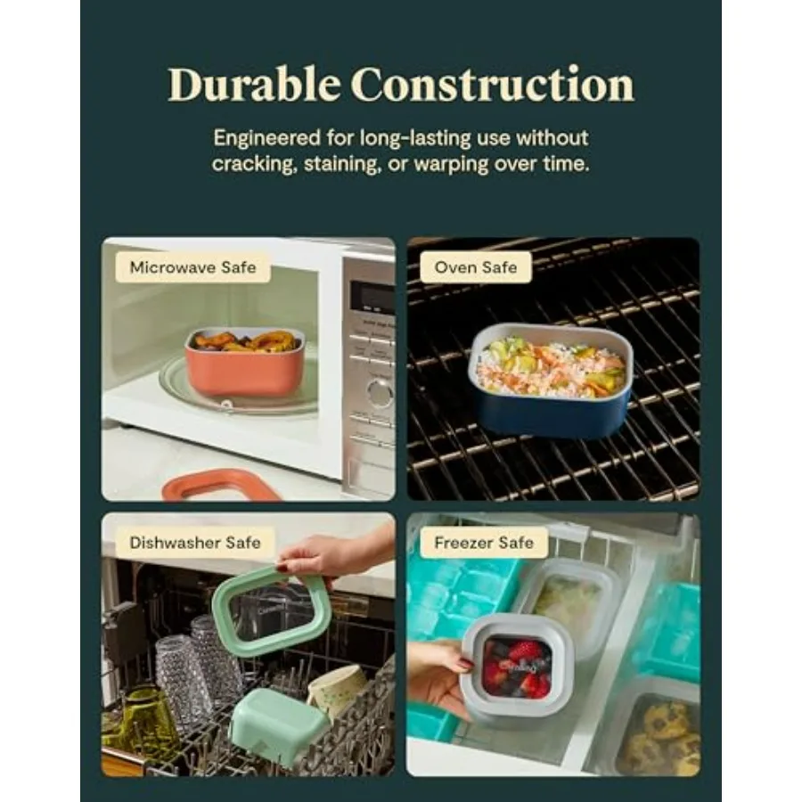 مجموعة صغيرة لتخزين الطعام مكونة من 9 قطع من حاويات تخزين زجاجية للأغذية غير سامة من السيراميك المطلي بتقنية إطلاق الهواء المدمجة #4